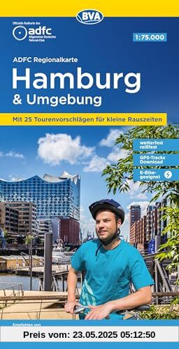 ADFC-Regionalkarte Hamburg und Umgebung, 1:75.000, mit Tagestourenvorschlägen, reiß- und wetterfest, E-Bike-geeignet, GPS-Tracks-Download (ADFC-Regionalkarte 1:75000)