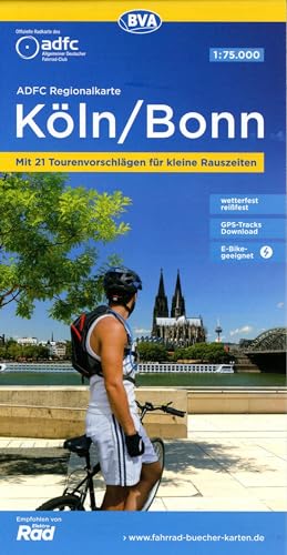 ADFC-Regionalkarte Köln/Bonn, 1:75.000, mit Tagestourenvorschlägen, reiß- und wetterfest, E-Bike-geeignet, mit Knotenpunkten, GPS-Tracks-Download (ADFC-Regionalkarte 1:75000) von BVA BikeMedia