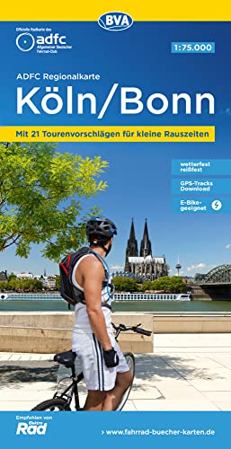 ADFC-Regionalkarte Köln/Bonn, 1:75.000, mit Tagestourenvorschlägen, reiß- und wetterfest, E-Bike-geeignet, mit Knotenpunkten, GPS-Tracks-Download (ADFC-Regionalkarte 1:75000) von BVA BikeMedia