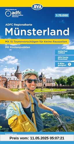 ADFC-Regionalkarte Münsterland, 1:75.000, mit Tagestourenvorschlägen, reiß- und wetterfest, E-Bike-geeignet, mit Knotenpunkten, GPS-Tracks-Download: ... (ADFC-Regionalkarte 1:75000)