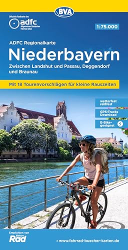 ADFC-Regionalkarte Niederbayern, 1:75.000, mit Tagestourenvorschlägen, reiß- und wetterfest, E-Bike-geeignet, GPS-Tracks Download: Zwischen Landshut ... und Braunau (ADFC-Regionalkarte 1:75000)