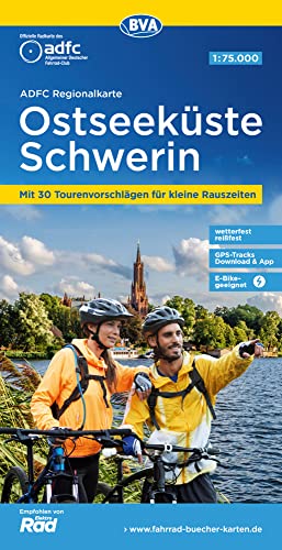 ADFC-Regionalkarte Ostseeküste Schwerin, 1:75.000, mit Tagestourenvorschlägen, reiß- und wetterfest, E-Bike-geeignet, GPS-Tracks-Download (ADFC-Regionalkarte 1:75000) von BVA BikeMedia