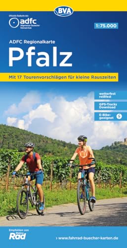 ADFC-Regionalkarte Pfalz, 1:75.000, mit Tagestourenvorschlägen, reiß- und wetterfest, E-Bike-geeignet, GPS-Tracks Download (ADFC-Regionalkarte 1:75000) von BVA BikeMedia