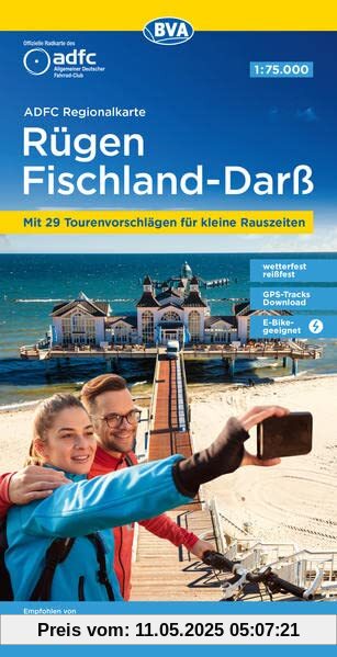ADFC-Regionalkarte Rügen Fischland-Darß, 1:75.000, mit Tagestourenvorschlägen, reiß- und wetterfest, E-Bike-geeignet, GPS-Tracks-Download (ADFC-Regionalkarte 1:75000)