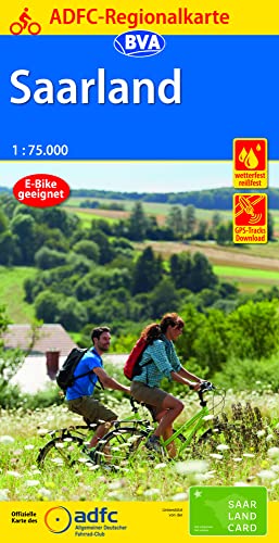 ADFC-Regionalkarte Saarland, 1:75.000, mit Tagestourenvorschlägen, reiß- und wetterfest, E-Bike-geeignet, GPS-Tracks Download (ADFC-Regionalkarte 1:75000) von BVA BikeMedia