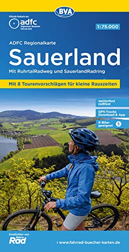 ADFC-Regionalkarte Sauerland mit Tagestouren-Vorschlägen, 1:75.000, reiß- und wetterfest, GPS-Tracks Download: Mit RuhrtalRadweg und SauerlandRadring (ADFC-Regionalkarte 1:75000)