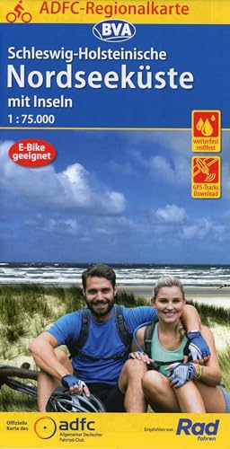 ADFC-Regionalkarte Schleswig-Holsteinische Nordseeküste mit Inseln, 1:75.000, mit Tagestourenvorschlägen, reiß- und wetterfest, E-Bike-geeignet, GPS-Tracks Download (ADFC-Regionalkarte 1:75000)