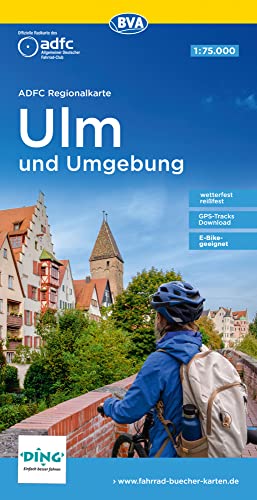 ADFC-Regionalkarte Ulm und Umgebung, 1:75.000, mit Tagestourenvorschlägen, reiß- und wetterfest, E-Bike-geeignet, GPS-Tracks-Download (ADFC-Regionalkarte 1:75000) von BVA BikeMedia