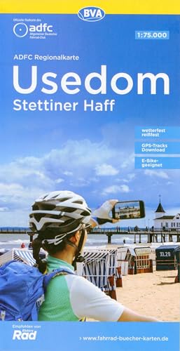 ADFC-Regionalkarte Usedom Stettiner Haff, 1:75.000, mit Tagestourenvorschlägen, reiß- und wetterfest, E-Bike-geeignet, GPS-Tracks Download (ADFC-Regionalkarte 1:75000) von BVA BikeMedia
