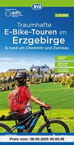 ADFC Traumhafte E-Bike-Touren im Erzgebirge mit Tourenvorschlägen, 1:75.000, wetterfest, reißfest, GPS-Tracks Download: rund um Chemnitz und Zwickau (ADFC-Regionalkarte 1:75000)