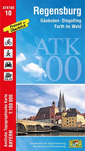 ATK100-10 Regensburg (Amtliche Topographische Karte 1:100000): Gäuboden, Dingolfing, Furth im Wald, Bayerischer Wald, Oberpfälzer Seenland, Hallertau, ... Topographische Karte 1:100000 Bayern)