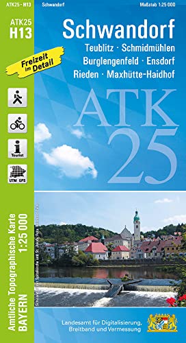 ATK25-H13 Schwandorf (Amtliche Topographische Karte 1:25000): Teublitz, Schmidmühlen, Burglengenfeld, Ensdorf, Rieden, Maxhütte-Haidhof (ATK25 Amtliche Topographische Karte 1:25000 Bayern) von LDBV Bayern