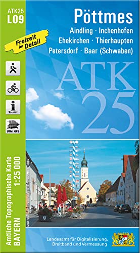 ATK25-L09 Pöttmes (Amtliche Topographische Karte 1:25000): Aindling, Inchenhofen, Ehekirchen, Thierhaupten, Petersdorf, Baar (Schwaben) (ATK25 Amtliche Topographische Karte 1:25000 Bayern) von Landesamt für Digitalisierung, Vermessung Bayern