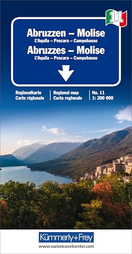 Abruzzen-Molise Regionalkarte Italien Nr. 11. 1:200000: L'Aquila-Pescara-Campobasso. (Kümmerly+Frey Regionalkarten, Band 11) von Kmmerly und Frey