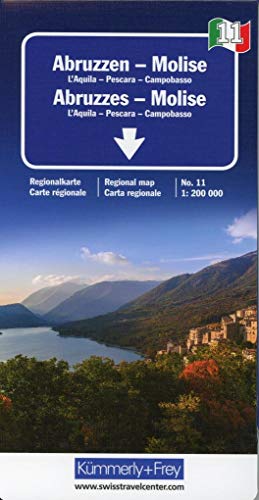Abruzzen-Molise Regionalkarte Italien Nr. 11. 1:200000: L'Aquila-Pescara-Campobasso. (Kümmerly+Frey Regionalkarten, Band 11)