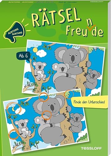 Achtung, Achtung Rätselfreu(n)de. Finde den Unterschied / 10 bis 13 Unterschiede pro Seite / Lösungen auf der Rückseite / Rätselblock für Kinder ab 6 ... für Kinder ab 6 Jahren (Rätsel, Spaß, Spiele)