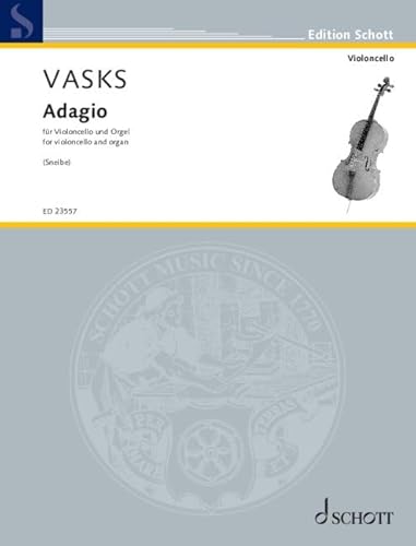 Adagio: aus Concerto no. 2 Klātbūtne (Präsenz) für Violoncello und Streichorchester (2011–2012). Violoncello und Orgel. Partitur und Stimme. (Edition Schott) von SCHOTT MUSIC GmbH & Co KG, Mainz