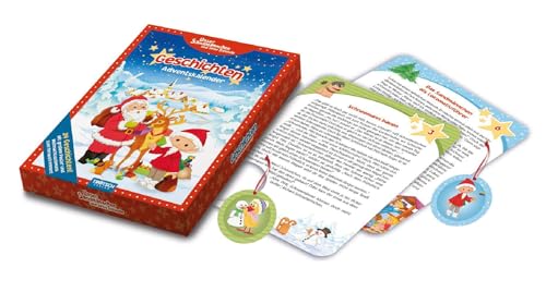 Trötsch Adventskalender, Unser Sandmännchen, 24 Geschichten für den Advent, Sandmann: 24 Geschichten-Karten, 24 Schaumsticker und Wendeposter in Geschenkbox (Weihnachten) von Trötsch