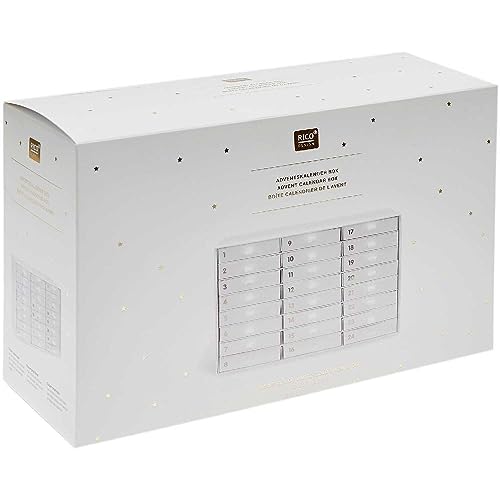 Adventskalender Box, weiß-gold, 16 x 26 x 9,5 cm FSC RECYCLED von RICO-Design tap