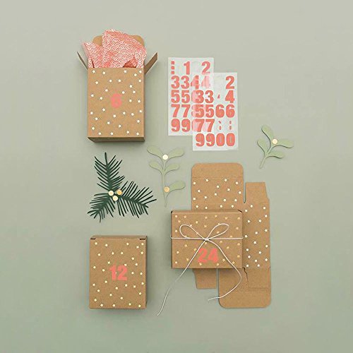 Adventskalender Boxen, Kraftpapier/Gold: 24 Boxen à 4 x 8 x 10 cm von Rico Design