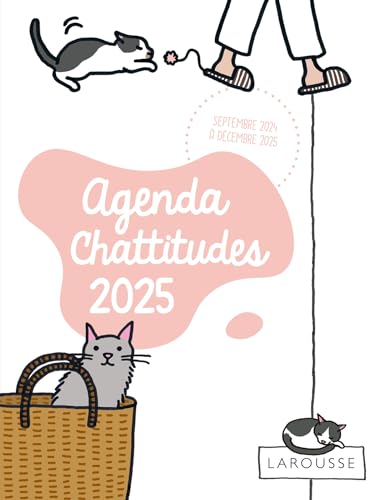Agenda Chattitudes 2024-2025 (2023): Septembre 2024 à décembre 2025 - Avec 1 grande pochette zippée, 1 bloc à messages, 3 petits blocs autocollants et 3 couvertures détachables