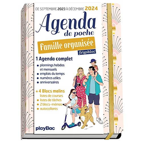 Agenda de poche 2024 de la famille organisée - rose (de sept. 2023 à déc. 2024): Couverture rose