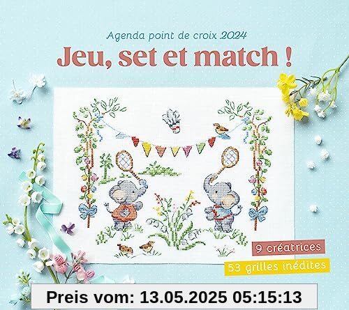 Agenda point de croix 2024 : jeu, set et match !. 9 créatrices - 53 grilles inédites: 9 créatrices - 53 grilles inédites