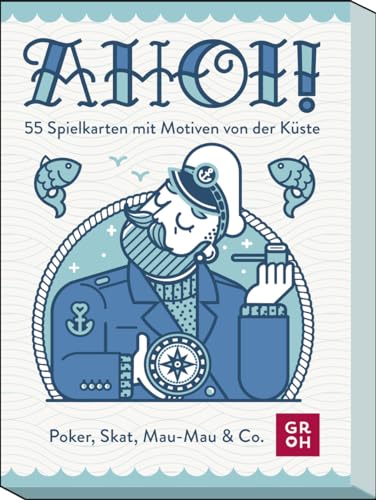 Ahoi! 55 Spielkarten mit Motiven von der Küste: Poker, Skat, Mau-Mau & Co. | illustriertes Kartenset, 55 Blatt inkl. 3 Joker (Geschenke für alle, die das Meer lieben)