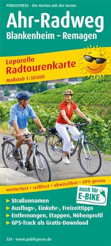 Ahr-Radweg, Blankenheim - Remagen: Leporello Radtourenkarte mit Ausflugszielen, Einkehr- und Freizeittipps, reissfest, wetterfest, beschriftbar, GPS-genau. 1:50000 (Leporello Radtourenkarte: LEP-RK)