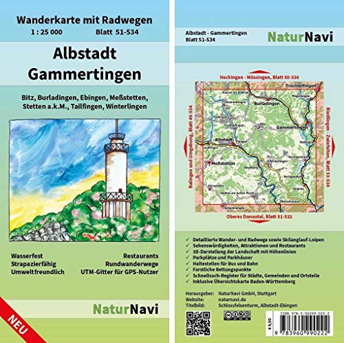 Albstadt - Gammertingen: Wanderkarte mit Radwegen, Blatt 51-534, 1 : 25 000, Bitz, Burladingen, Ebingen, Meßstetten, Stetten a.k.M., Tailfingen, ... (NaturNavi Wanderkarte mit Radwegen 1:25 000) von Natur Navi GmbH