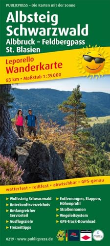 Albsteig, Schwarzwald, Albbruck - Feldbergpass, St. Blasien: Leporello Wanderkarte mit Ausflugszielen, Einkehr- & Freizeittipps, wetterfest, ... 1:35000 (Leporello Wanderkarte: LEP-WK) von FREYTAG-BERNDT UND ARTARIA
