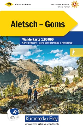 Kümmerly+Frey Wanderkarte 25 Aletsch, Goms 1:60.000: Wetterfest, matt laminiert und mit free Download von Hallwag Kümmerly & Frey