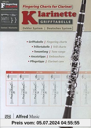 Alfred's Fingering Charts Instrumental Series: Grifftabelle Klarinette Deutsches System | Fingering Charts Bb-Clarinet Oehler System  |  Klarinette  |  Buch