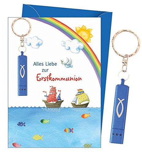 Alles Liebe zur Erstkommunion: Glückwunschkarte mit Taschenlampe