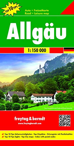 Allgäu, Autokarte 1:150.000: Auto- und Freizeitkarte. Top 10 Tips Sehenswürdigkeiten, Top Citypläne, Ortsregister mit Postleitzahlen (freytag & berndt Auto + Freizeitkarten)