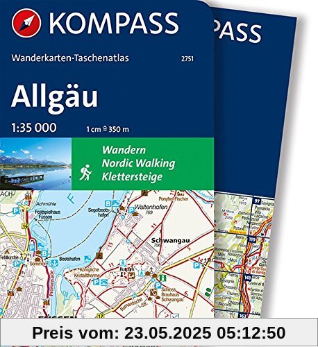 Allgäu (KOMPASS-Wanderkarten-Taschenatlas, Band 2751)