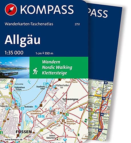 KOMPASS Wanderkarten-Taschenatlas Allgäu 1:35.000: Outdoor-Karten in kompakter Buchform von Kompass