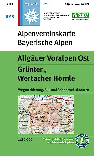 Allgäuer Voralpen Ost, Grünten, Wertacher Hörnle: Topographische Karte 1:25.000 mit Wegmarkierung, Ski- und Schneeschuhrouten: Topographische Karte, ... und Schneeschuhrouten (Alpenvereinskarten) von Deutscher Alpenverein