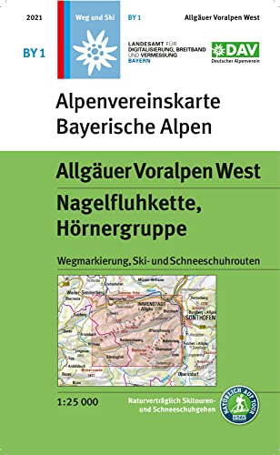 Allgäuer Voralpen West, Nagelfluhkette, Hörnergruppe: Topographische Karte 1:25.000 mit Wegmarkierung, Ski- und Schneeschuhrouten (Alpenvereinskarten)