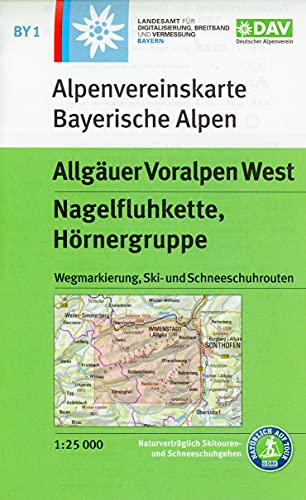 Allgäuer Voralpen West, Nagelfluhkette, Hörnergruppe: Topographische Karte 1:25.000 mit Wegmarkierung, Ski- und Schneeschuhrouten (Alpenvereinskarten)