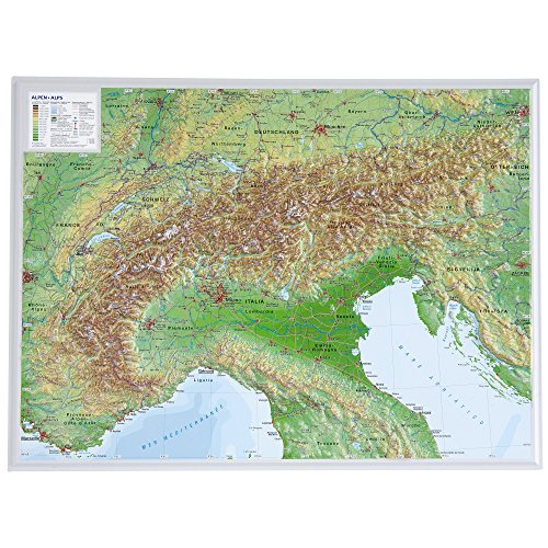 Alpen klein 1:2.4MIO: Reliefkarte vom Alpenbogen (Tiefgezogenes Kunststoffrelief)