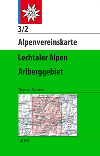 Lechtaler Alpen, Arlberggebiet: Topographische Karte 1:25.000 mit Wegmarkierungen und Skirouten: Wege und Skitouren (Alpenvereinskarten) von Deutscher Alpenverein