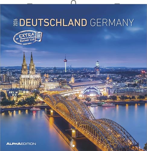 Alpha Edition - Deutschland 2026 Broschürenkalender, 30x30cm, Wandkalender mit Platz für Notizen und Termine, 12 Motive aus Deutschland, Monatsübersicht und Ferientermine DE/AT/CH: Germany von ALPHA EDITION