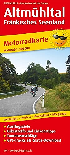 Altmühltal - Fränkisches Seenland: Motorradkarte mit Ausflugszielen, Biker- & Einkehrtipps, Tourenvorschlägen, GPS-Tracks zum Gratis-Download, ... GPS-genau. 1:100000 (Motorradkarte: MK)