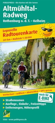 Altmühltal-Radweg, Rothenburg o. d. T. - Kelheim: Leporello Radtourenkarte mit Ausflugszielen, Einkehr- & Freizeittipps, wetterfest, reißfest, ... 1:50000 (Leporello Radtourenkarte: LEP-RK)