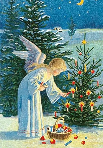 Am Weihnachtsbaum die Lichter brennen: Eine Adventskalender-Postkarte mit 24 Türchen