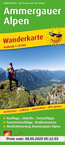 Ammergauer Alpen: Wanderkarte mit Ausflugszielen, Einkehr- & Freizeittipps sowie Mediationsweg Ammergauer Alpen, wetterfest, reißfest, abwischbar, GPS-genau. 1:35000 (Wanderkarte / WK)