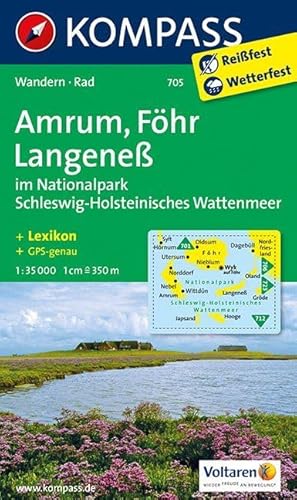 KOMPASS Wanderkarte Amrum - Föhr - Langeneß: Wanderkarte mit Kurzführer und Radwegen. GPS-genau. 1:35000