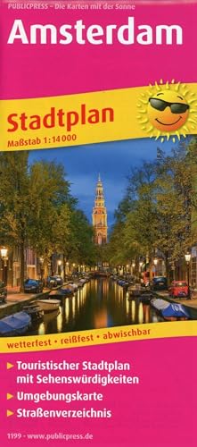 Amsterdam: Touristischer Stadtplan mit Sehenswürdigkeiten und Straßenverzeichnis. 1:14.000 (Stadtplan: SP)