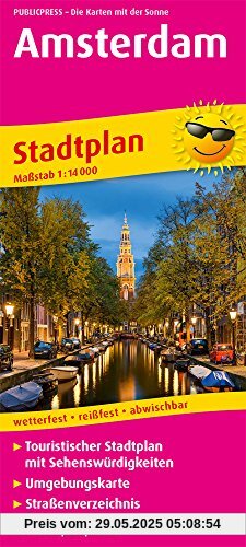 Amsterdam: Touristischer Stadtplan mit Sehenswürdigkeiten und Straßenverzeichnis. 1:14.000 (Stadtplan / SP)